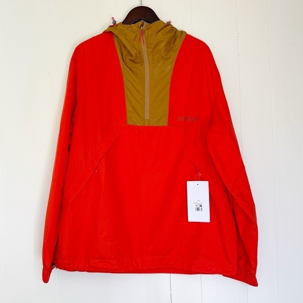 NWT SPYDER Men’s Belford Windbreaker 1/4 Zip Pullover Large Orange/Tan